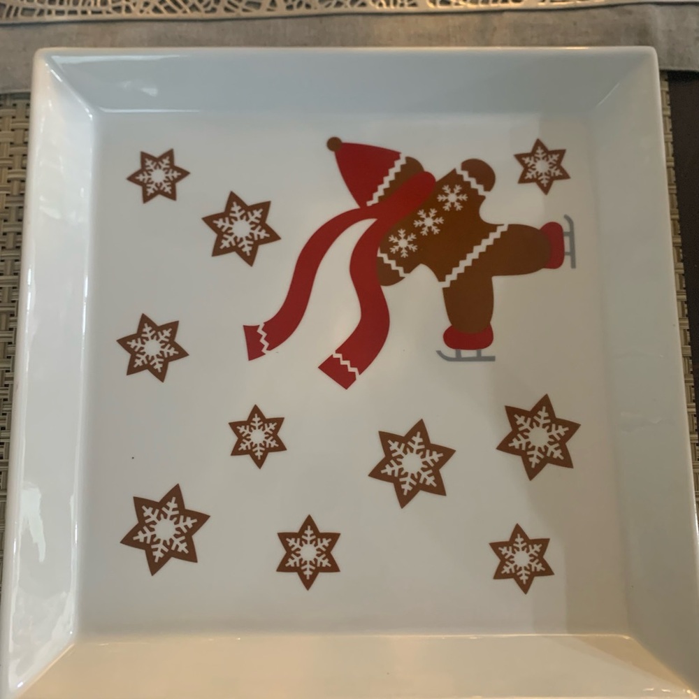 Crate & Barrel GINGERBREAD PLATTER 12" Square Serving 362-697